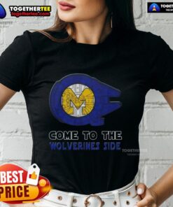 Happy Star Wars Come to the Michigan Wolverines Side Ladies Tee featuring a vibrant design for fans.