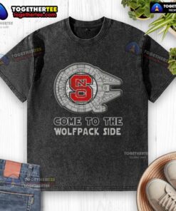 Happy Star Wars NC State Wolfpack side-washed t-shirt featuring vibrant colors and a fun design for fans.