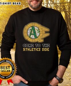 Happy Star Wars Come to the Oakland Athletics side sweatshirt featuring vibrant graphics and a cozy fit for fans.