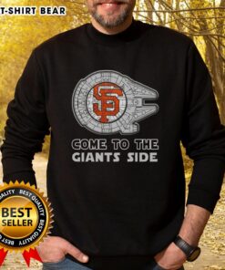 Happy Star Wars sweatshirt featuring San Francisco Giants logo, perfect for fans blending sports and sci-fi enthusiasm.