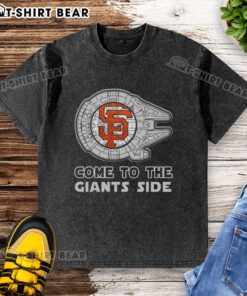 Happy Star Wars-themed San Francisco Giants side-washed t-shirt featuring vibrant graphics and a comfortable fit.
