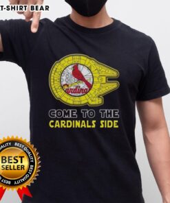 Happy Star Wars Come To The St Louis Cardinals Side T-Shirt featuring iconic characters and team logo in vibrant colors.