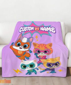 Happy Super Kitties Assemble Feline Heroes In Action Blanket Fleece Customized Blanket - Image 2