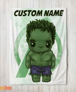 Happy Superhero Marvel Avenger Chibi Hulk Blanket Fleece Customized Blanket