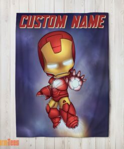 Happy Superhero Marvel Avenger Chibi Iron Man Blanket Fleece Customized Blanket
