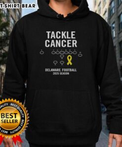 Delaware football hoodie for the 2025 season supporting Happy Tackle Cancer initiative, showcasing team spirit and awareness.