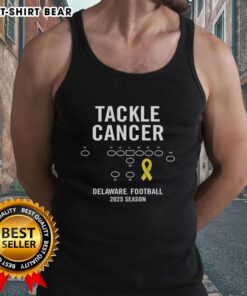Alt Text: Happy Tackle Cancer Delaware Football 2025 Season tank top featuring vibrant design and team spirit for supporters.