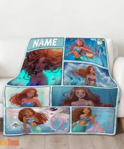 Happy The Little Mermaid Ariel Blanket Fleece Customized Blanket - Image 2