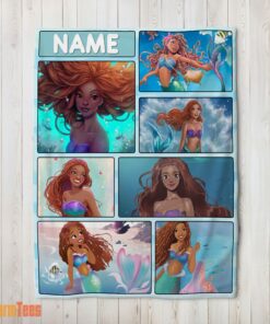 Happy The Little Mermaid Ariel Blanket Fleece Customized Blanket