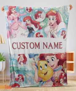 Happy The Little Mermaid Blanket Ariel Princess Fleece Family Princess Customized Blanket