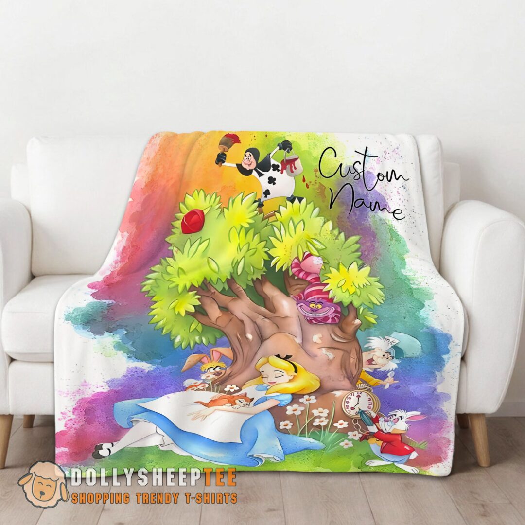 Happy Top Disney Alice In Wonderland Dreaming Blanket Fleece Customized Blanket