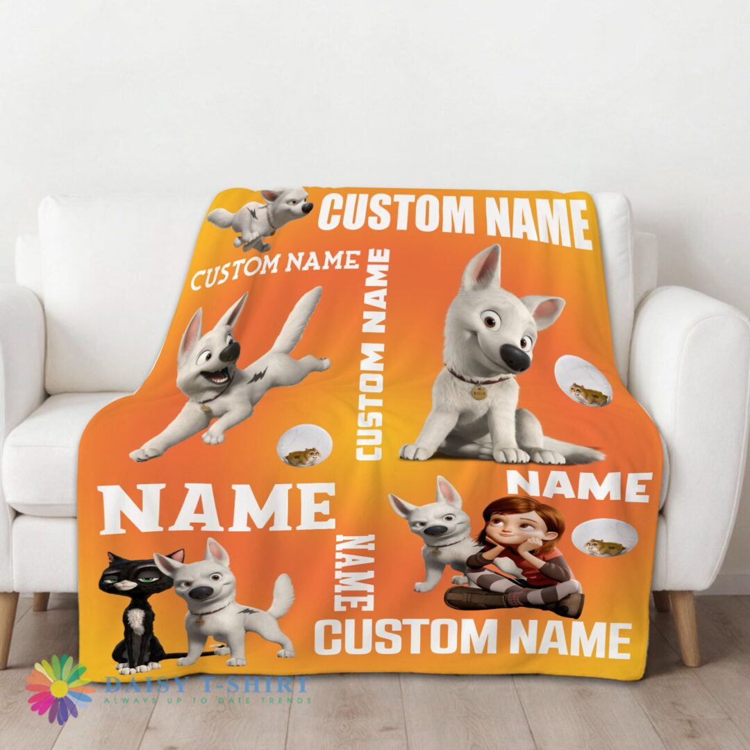 Happy Top Disney Bolt And Penny Blanket Fleece Customized Blanket