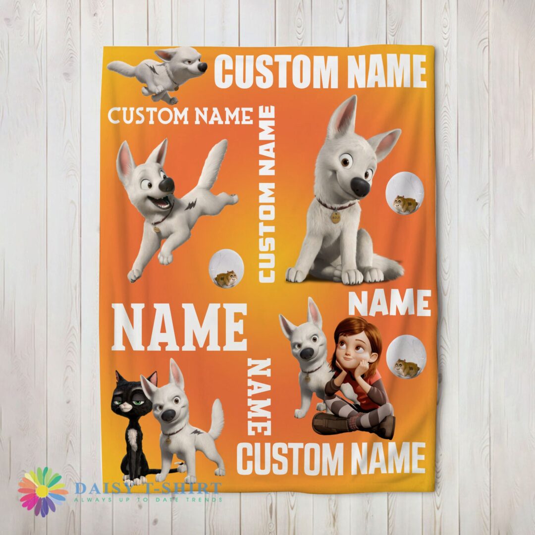 Happy Top Disney Bolt And Penny Blanket Fleece Customized Blanket