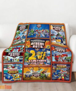 Happy Transformer Rescue Bots Collage Poster Blanket Fleece Customized Blanket - Image 2
