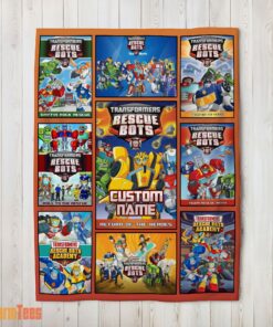 Happy Transformer Rescue Bots Collage Poster Blanket Fleece Customized Blanket