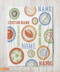 Happy Types of Sports Balls Blanket Fleece Customized Blanket