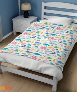 Happy Under The Sea Pattern Blanket Fleece Customized Blanket - Image 3