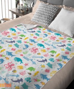 Happy Under The Sea Pattern Blanket Fleece Customized Blanket - Image 2