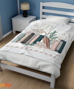 Happy Vintage Floral Book Lover Blanket Fleece - Image 3