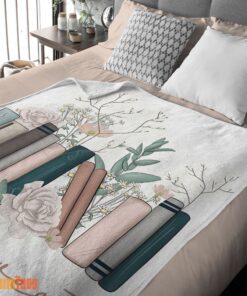 Happy Vintage Floral Book Lover Blanket Fleece - Image 2