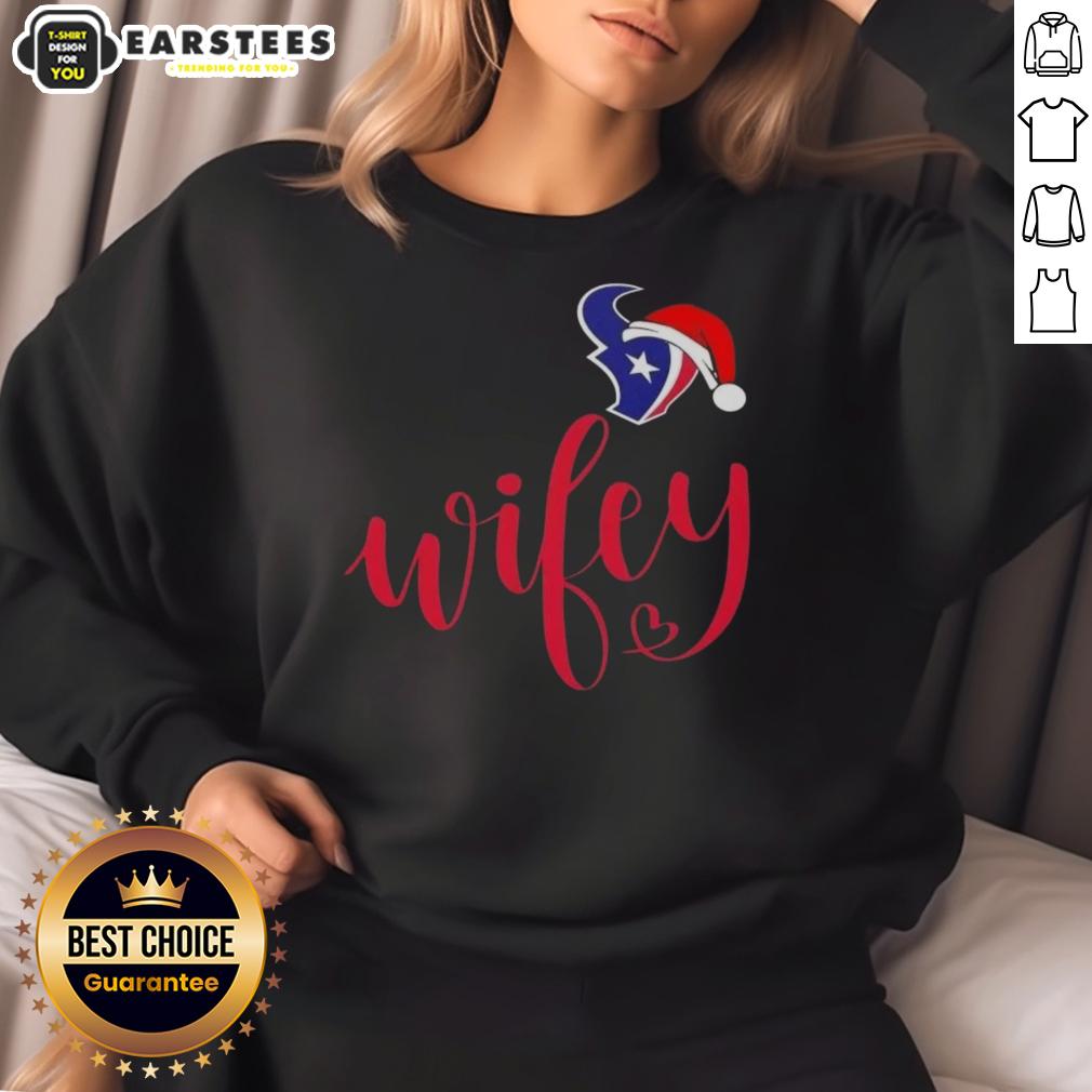 happy-wifey-houston-texans-santa-hat-merry-christmas-sweatshirt Happy Wifey Houston Texans sweatshirt with Santa hat, perfect for a festive Merry Christmas celebration.
