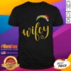 Happy Wifey Los Angeles Chargers Santa Hat Merry Christmas T-Shirt with festive design, perfect for holiday celebrations.