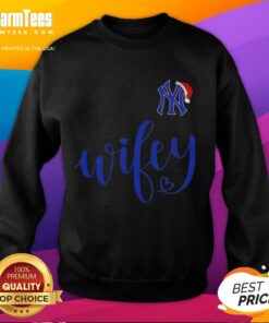 Happy Wifey New York Yankees Santa Hat Merry Christmas Sweatshirt featuring festive design and cozy fabric for holiday cheer.