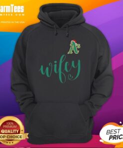 Happy Wifey Oakland Athletics hoodie with Santa hat, perfect for a Merry Christmas celebration.