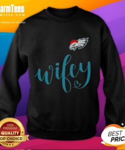 Happy Wifey Philadelphia Eagles Santa Hat sweatshirt for a festive Merry Christmas celebration.