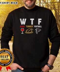 Happy Wine Turkey Atlanta Falcons Football Thanksgiving Sweatshirt featuring festive design and team logo for fans.