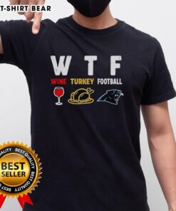Happy Wine Turkey Carolina Panthers Football Thanksgiving T-Shirt featuring festive design for game day celebrations.
