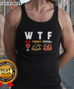 Happy Wine Turkey Cincinnati Bengals Football Thanksgiving tank top featuring festive design for holiday celebrations.