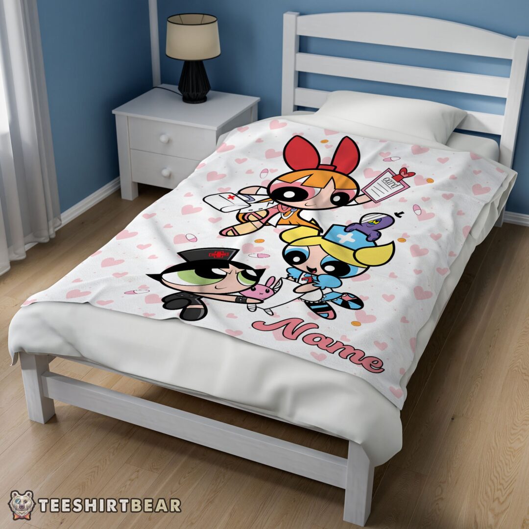 Hot Cartoon Network The Powerpuff Girls Nurse Blanket Fleece Customized Blanket
