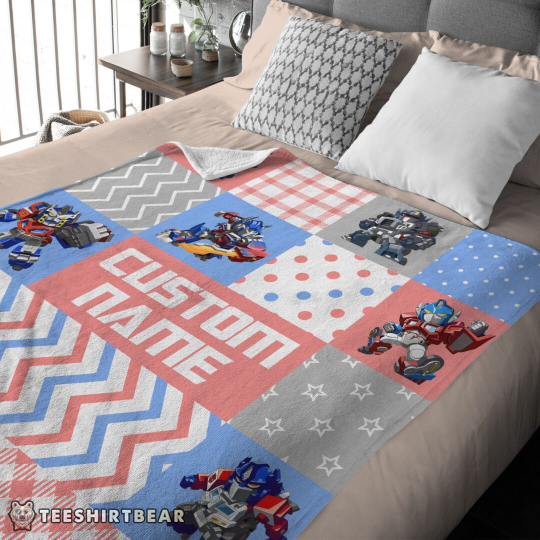 Hot Chibi Optimus Prime Transformers Pattern Blanket Fleece Customized Blanket
