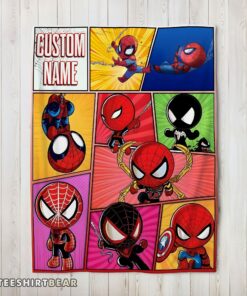 Hot Chibi Spider Man Characters Collage Blanket Fleece Customized Blanket