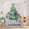 Hot Cute Mice & Penguin Cartoon Christmas Tree Blanket Fleece Customized Blanket