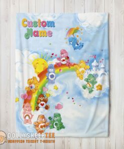 Hot Cute Official Rainbow Care Bears Character Sky Blanket Fleece Customized Blanket