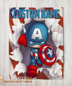 Hot Cute Official Superhero Marvel Avenger Chibi Captain America Blanket Fleece Customized Blanket