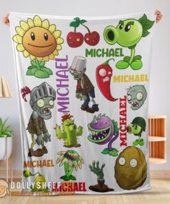 Hot Cute Pretty Plants Vs Zombies Characters Blanket Fleece Customized Blanket