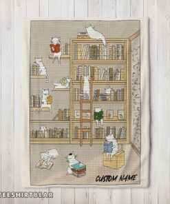 Hot Cute Vintage Minimalist Cat Book Reading Blanket Fleece Customized Blanket