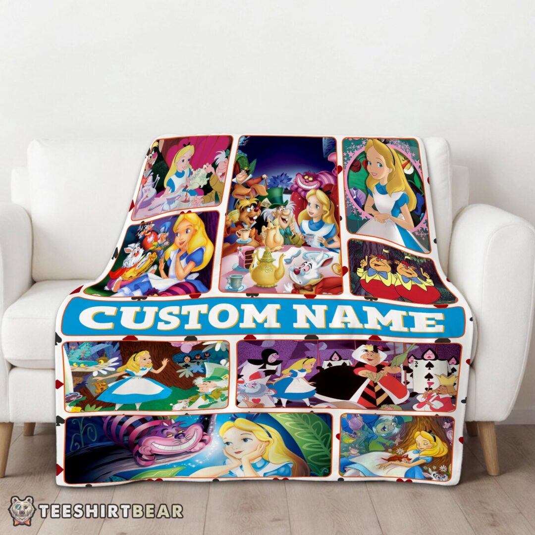 hot-disney-alice-in-wonderland-adventure-collage-blanket-fleece-customized-blanket-mk-01 Hot Disney Alice In Wonderland Adventure Collage Blanket Fleece Customized Blanket - Image 3