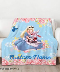 Hot Disney Alice & The White Rabbit Alice In Wonderland Blanket Fleece Customized Blanket - Image 3