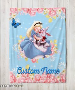 Hot Disney Alice & The White Rabbit Alice In Wonderland Blanket Fleece Customized Blanket
