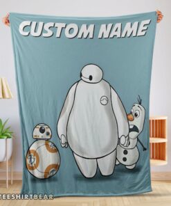 Hot Disney Cartoon Big Hero 6 Baymax With Friends Blanket Fleece Customized Blanket