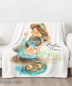 Hot Disney Cartoon Jasmine Princess Blanket Fleece Customized Blanket - Image 3