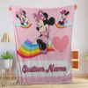 Hot Disney Cartoon Minnie With Rainbow Blanket Fleece Customized Blanket