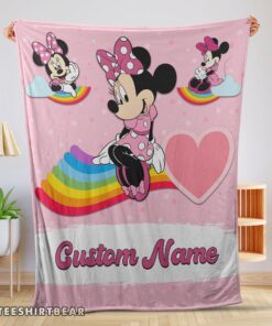 Hot Disney Cartoon Minnie With Rainbow Blanket Fleece Customized Blanket