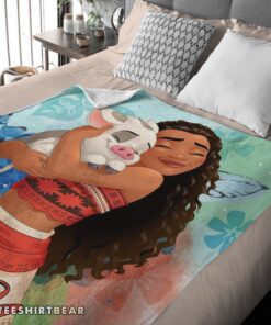 Hot Disney Cartoon Moana Family With Friends Cute Blanket Fleece Customized Blanket - Image 4