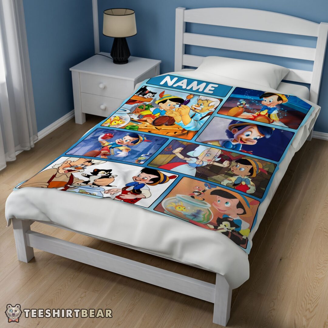 hot-disney-cartoon-pinocchio-with-friends-blanket-fleece-customized-blanket-mk-02 Hot Disney Cartoon Pinocchio With Friends Blanket Fleece Customized Blanket - Image 3