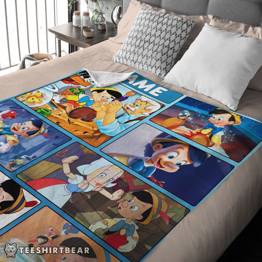 hot-disney-cartoon-pinocchio-with-friends-blanket-fleece-customized-blanket-mk-03 Hot Disney Cartoon Pinocchio With Friends Blanket Fleece Customized Blanket - Image 4